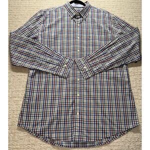 IZOD Plaid Button Down Shirt XLT Stretch Cotton Blend Long Sleeve Men's